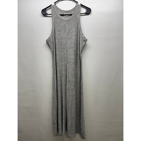 Lou & Grey Dresses & Skirts - Lou & Grey Midi Dress Women M Gray Heathered‎ Ribbed Knit Sleeveless Racerback